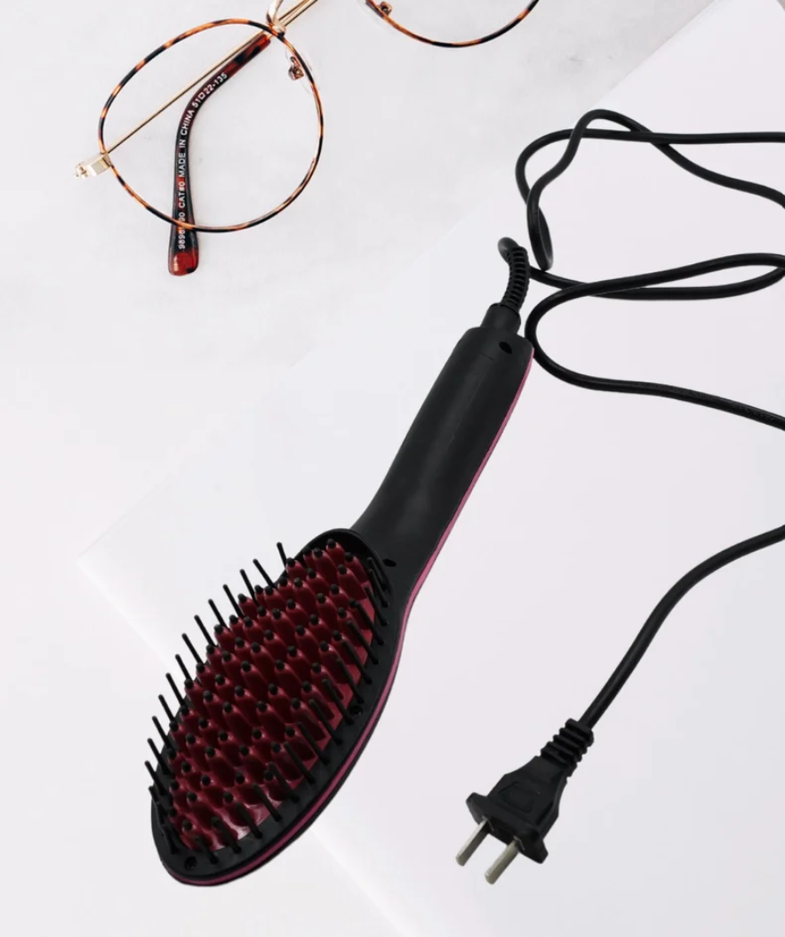 Amarah- 2-in-1 Hair Brush Straightener-Anti-Static Ceramic Fast Heating Hair